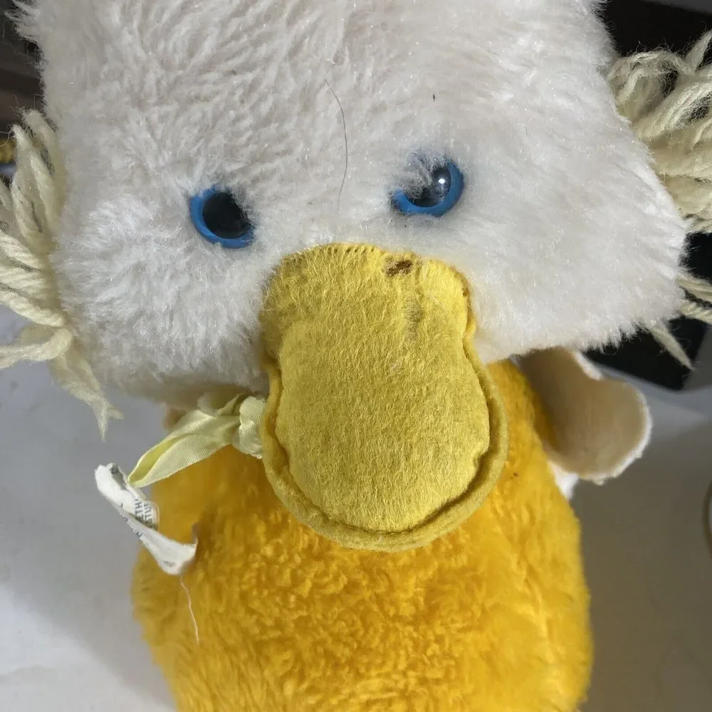 Vintage Eden‎ Duck Rattle inside Stuffed Animal Plush Bow 9